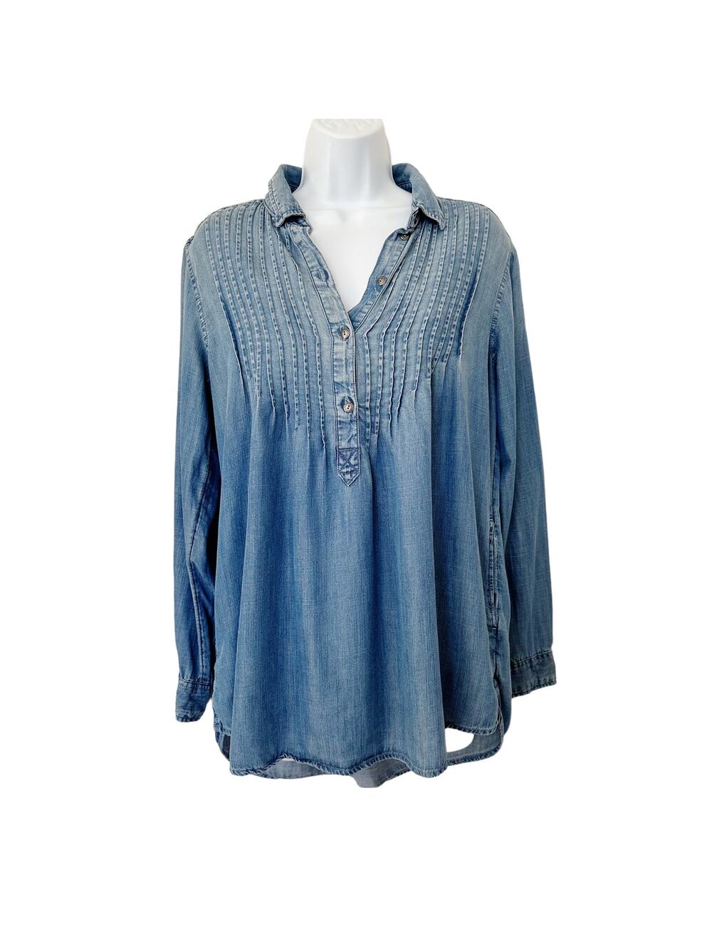 American Eagle Outfitters Jegging Fit Long Sleeve Denim Chambray Top Size S/P/CH